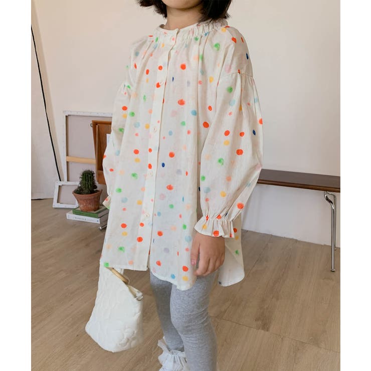 【-aimoha-KIDS-】ふんわりカラードットギャザーブラウス | aimoha kids | 詳細画像3 
