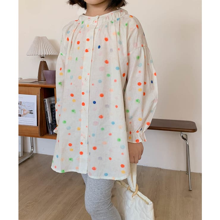 【-aimoha-KIDS-】ふんわりカラードットギャザーブラウス | aimoha kids | 詳細画像4 