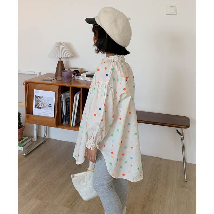 【-aimoha-KIDS-】ふんわりカラードットギャザーブラウス | aimoha kids | 詳細画像8 