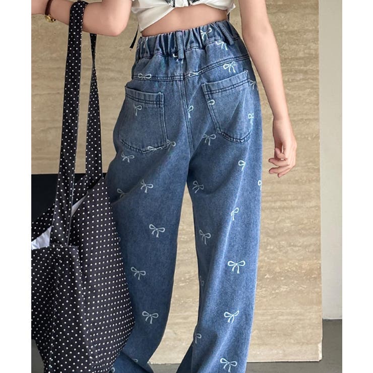 【-aimoha-KIDS-】リボンワイドデニムパンツ | aimoha kids | 詳細画像6 