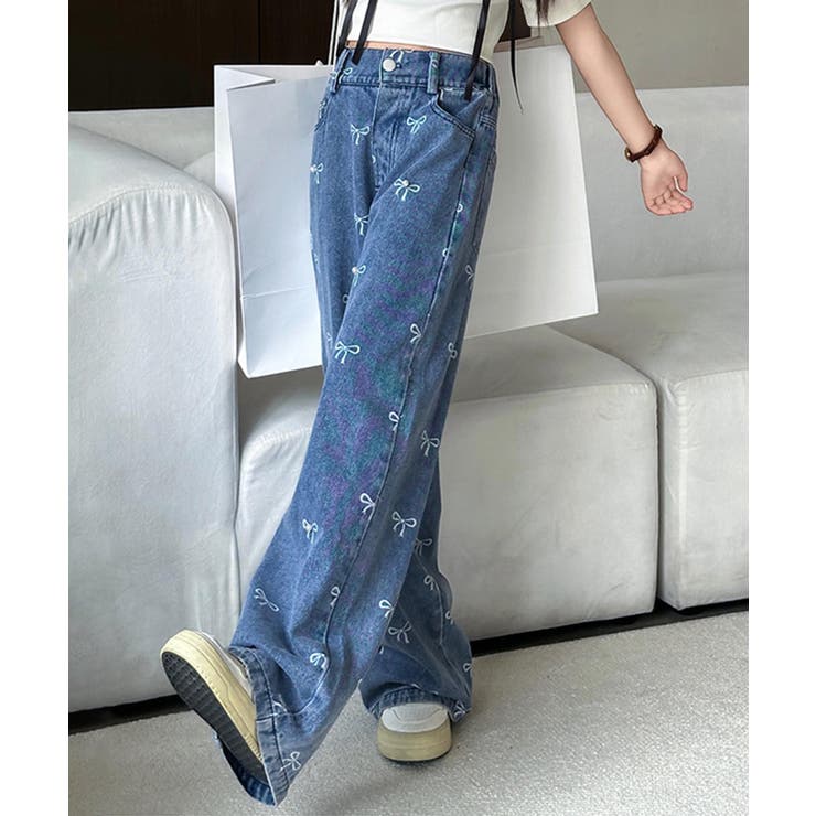 【-aimoha-KIDS-】リボンワイドデニムパンツ | aimoha kids | 詳細画像4 