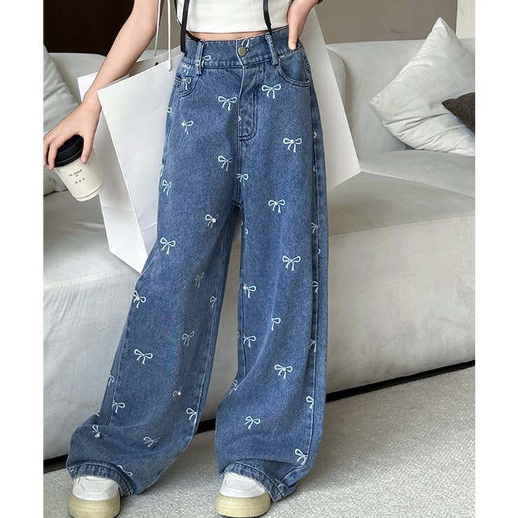 【-aimoha-KIDS-】リボンワイドデニムパンツ | aimoha kids | 詳細画像7 