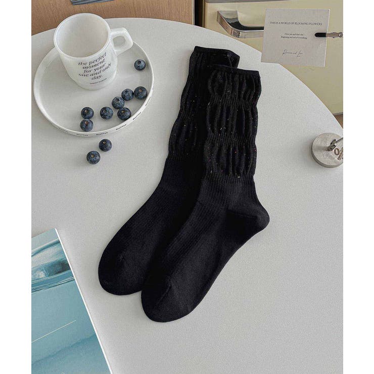 ブラック | カラーネップミックス リブソックス | aimoha 