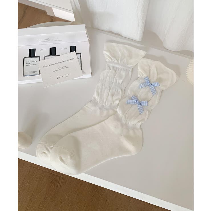 ギンガムリボンシャーリングソックス | aimoha  | 詳細画像2 