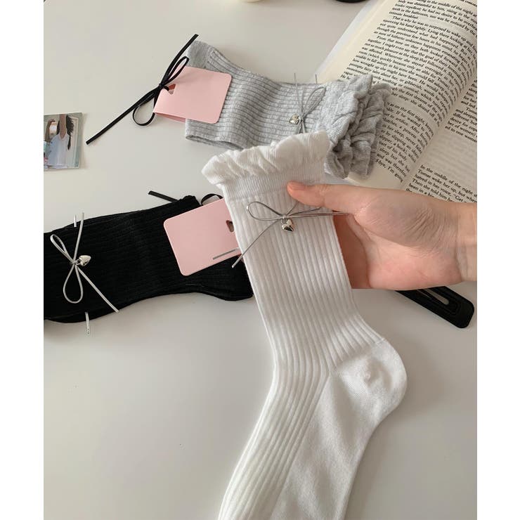 チャーム付きリボンフリルレッグウォーマー | aimoha  | 詳細画像3 