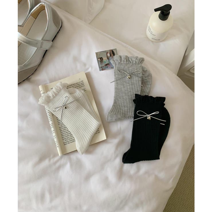 チャーム付きリボンフリルレッグウォーマー | aimoha  | 詳細画像9 