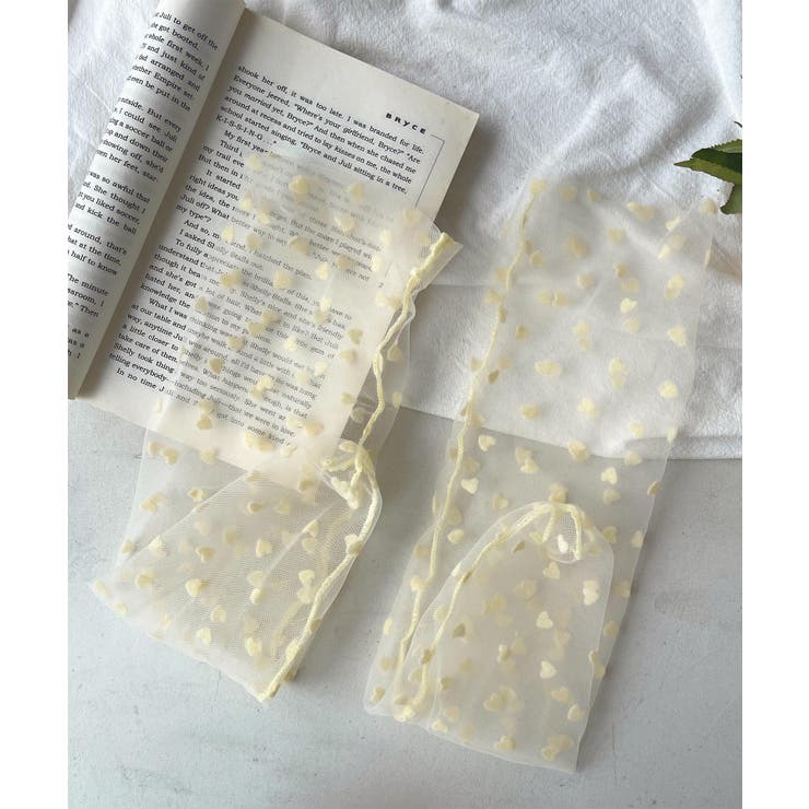 イエロー | ハート総柄チュールソックス | aimoha 