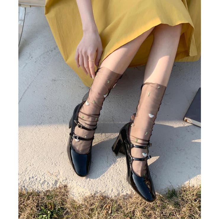 フラワー刺繍シアーソックス | aimoha  | 詳細画像21 