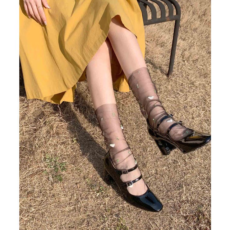 フラワー刺繍シアーソックス | aimoha  | 詳細画像24 