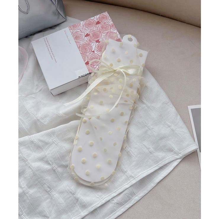 イエロー | ドットチュールリボンソックス | aimoha 