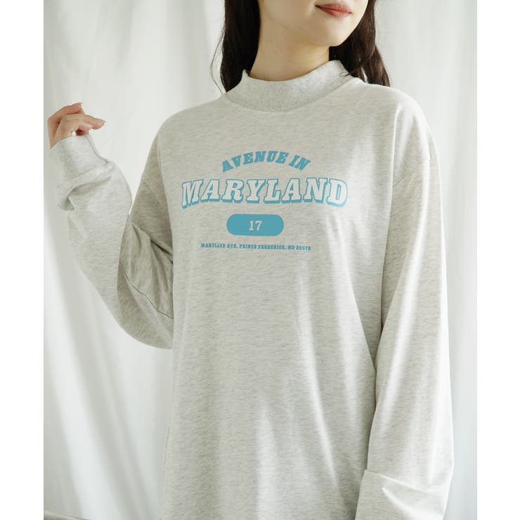 ハイネック プリントロンT カレッジTシャツ | aimoha  | 詳細画像15 