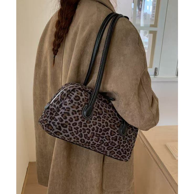 グレー | HOOK for girls レオパード柄バゲットショルダーバッグ | HOOK