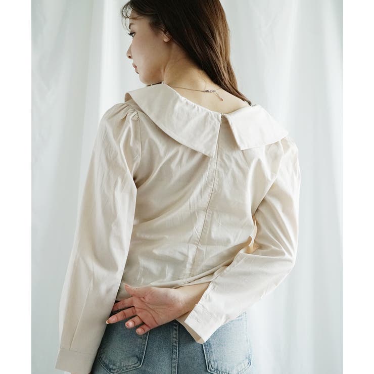 ベージュ | 【Jasmine】Vネックアシメトリーブラウス Jasmine Grandifl… | aimoha 