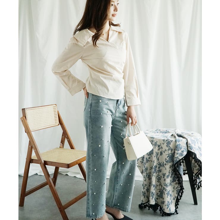 【Jasmine】Vネックアシメトリーブラウス Jasmine Grandifl… | aimoha  | 詳細画像8 