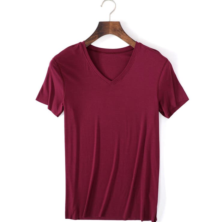 WINE RED | 切りっぱなしV型Teeシャツ | aimoha men