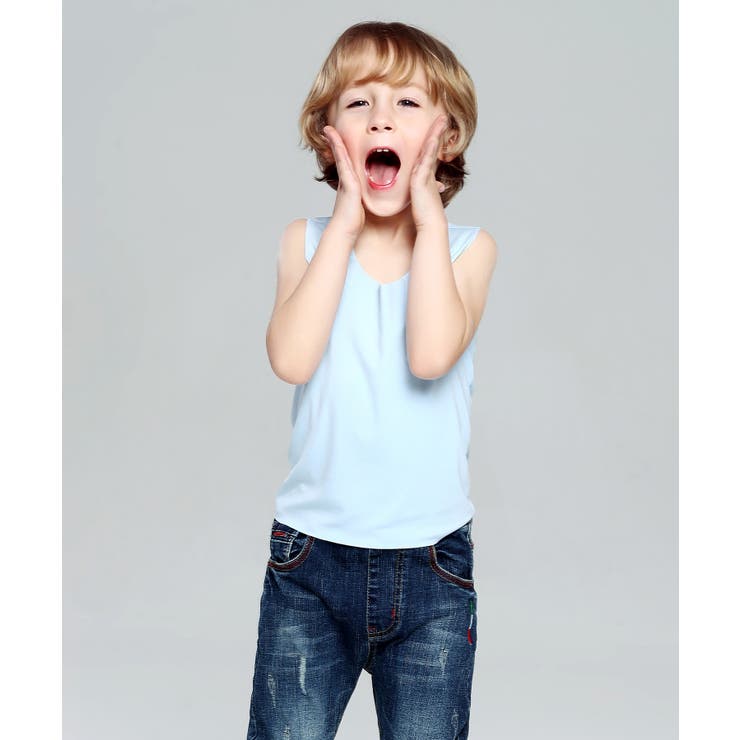 LIGHT BLUE | シームレスU型タンクトップ | aimoha kids