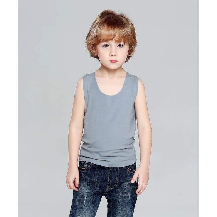 BLUE | シームレスU型タンクトップ | aimoha kids