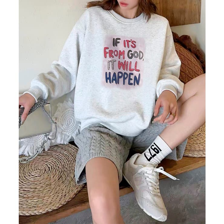 杢グレー | メッセージプリント裏起毛スウェット【AW】 | aimoha 