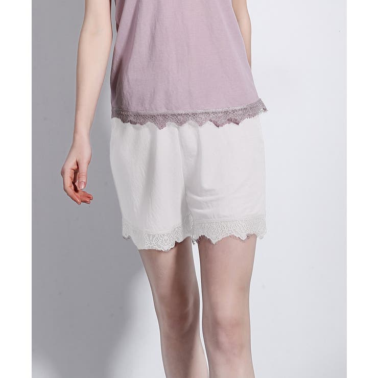 WHITE | レースショートパンツ ルームショートパンツ ペチパンツ | aimoha 