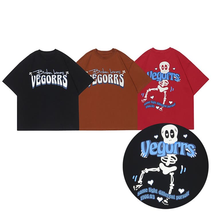 【HOOK】個性派スケルトンバックプリント半袖ビッグTシャツ ユニセックス 韓国 | HOOK | 詳細画像1 