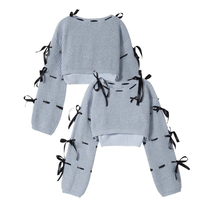 ブルー | 【HOOK】for girls リボンと通しアンサンブルトップス キャミソール | HOOK