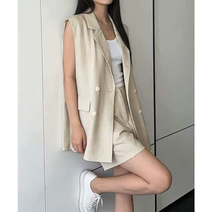 ノースリーブジャケット×ハーフパンツセットアップ | aimoha  | 詳細画像3 