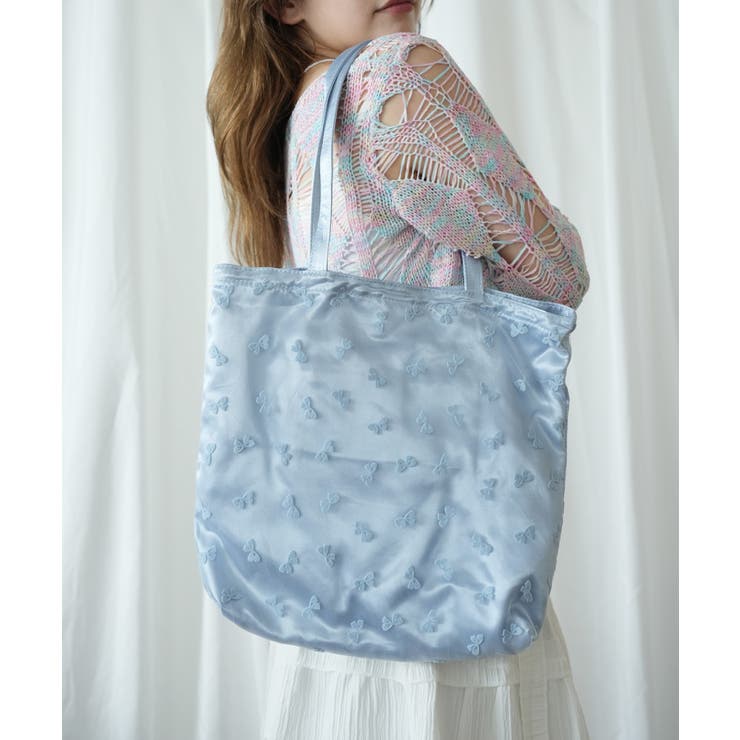 【HOOK】for girls リボン総柄フロッキー生地トートバッグ | HOOK | 詳細画像14 