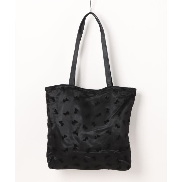 【HOOK】for girls リボン総柄フロッキー生地トートバッグ | HOOK | 詳細画像3 