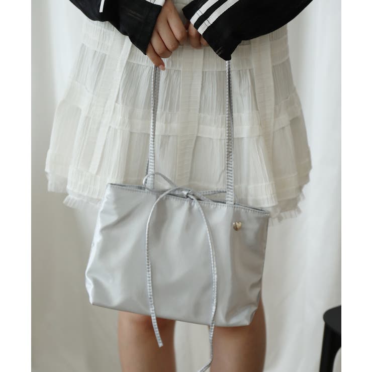 【HOOK】for girls リボン無地シルク風トートバッグ Y2K | aimoha  | 詳細画像27 