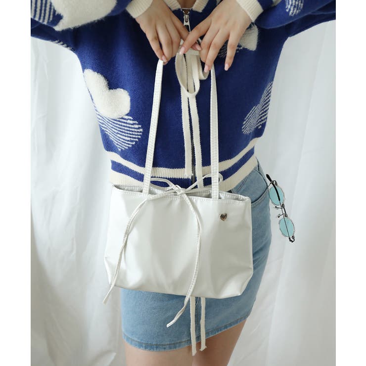【HOOK】for girls リボン無地シルク風トートバッグ Y2K | aimoha  | 詳細画像40 