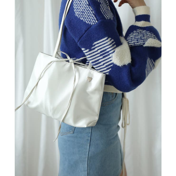 【HOOK】for girls リボン無地シルク風トートバッグ Y2K | aimoha  | 詳細画像44 