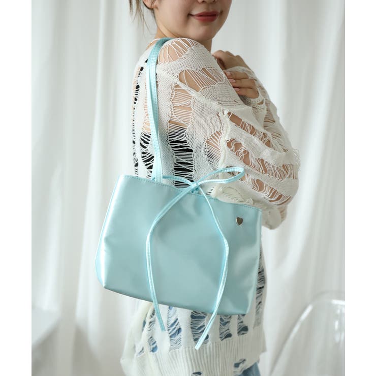 【HOOK】for girls リボン無地シルク風トートバッグ Y2K | aimoha  | 詳細画像46 