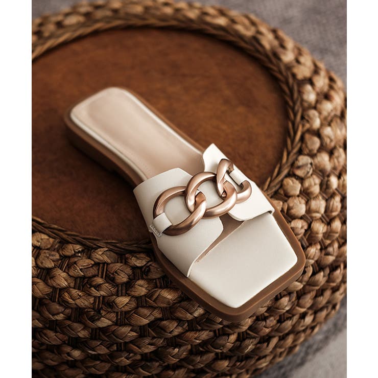 チェーンスクエアトゥぺたんこサンダル 【Jasmine】韓国ファッション ワンピ… | aimoha  | 詳細画像2 