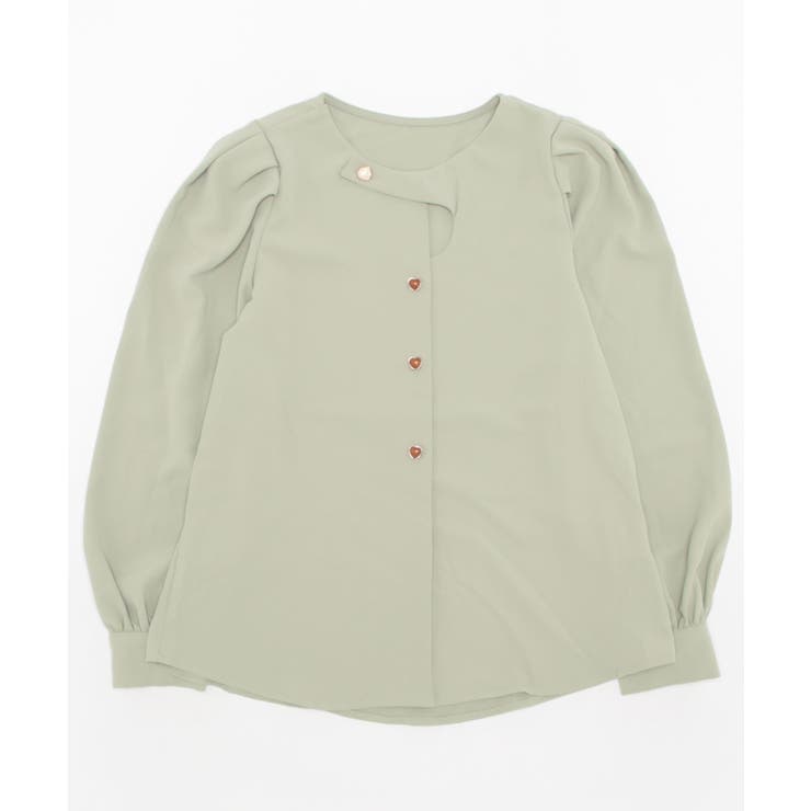 ノーカラーフロントデザインブラウス 長袖シャツ 韓国ファッション | aimoha  | 詳細画像25 