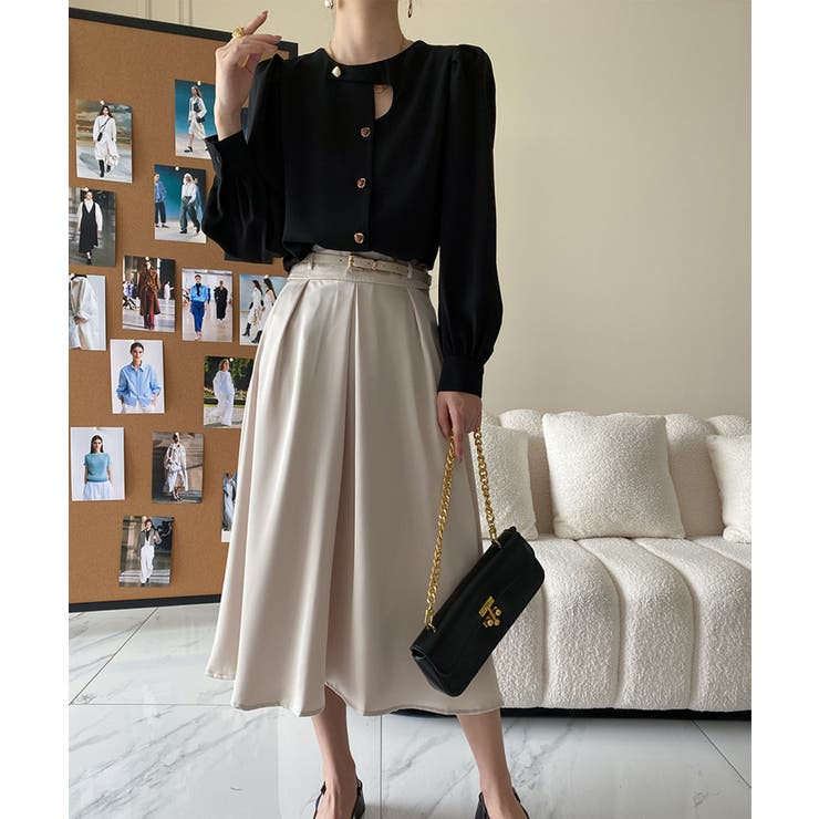 ノーカラーフロントデザインブラウス 長袖シャツ 韓国ファッション | aimoha  | 詳細画像23 