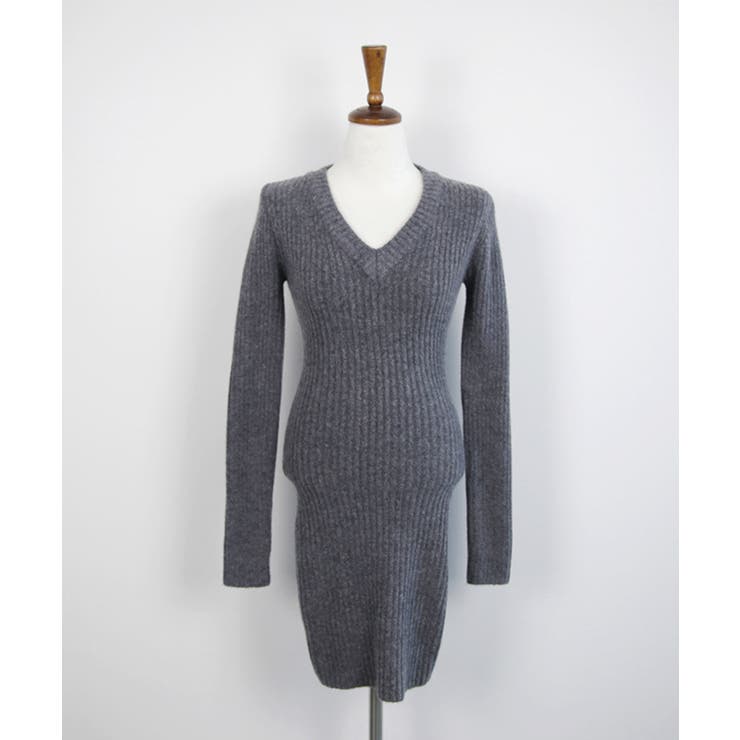 太リブニットVネックミニワンピース 韓国ファッション ニット | aimoha  | 詳細画像16 