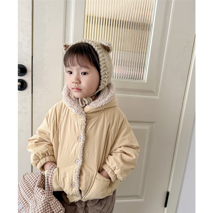 韓国子供服 暖かいボア裏地中綿ジャケット ロンT[品番：XT000006337