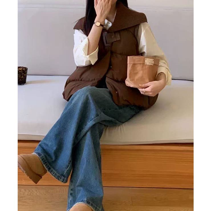 ニット衿ショートダウンベスト | aimoha  | 詳細画像9 