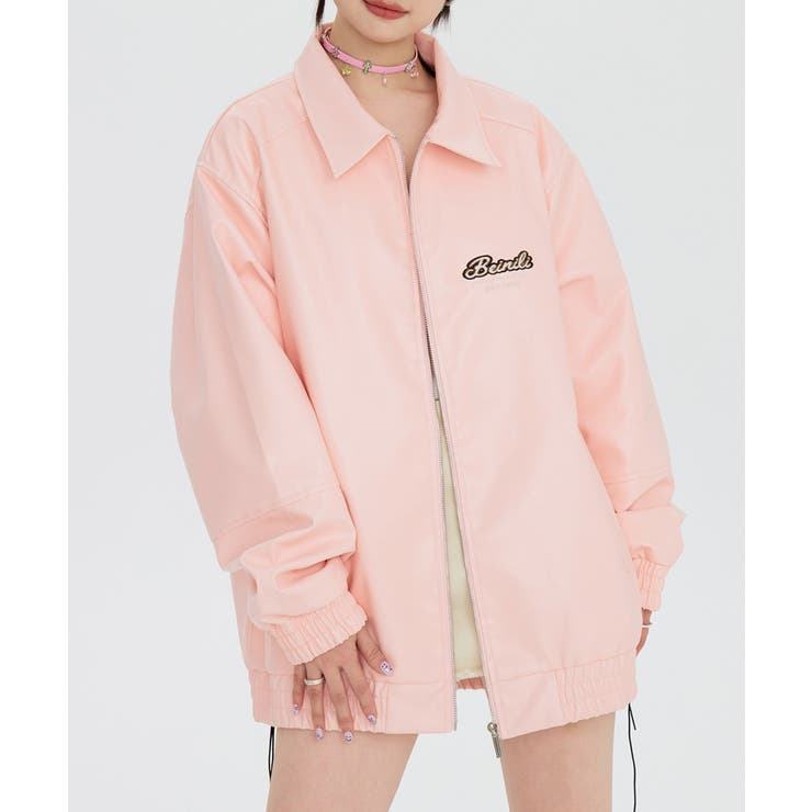 HOOK】for girls オーバーサイズPUレザージャケット[品番