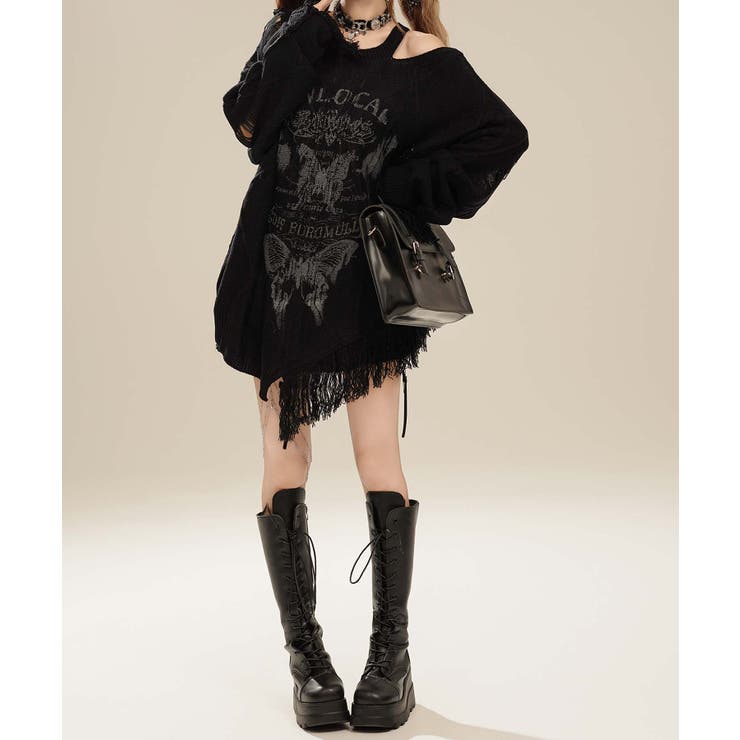 【HOOK】for girls アシンメトリーバタフライフリンジカットソー | HOOK | 詳細画像33 