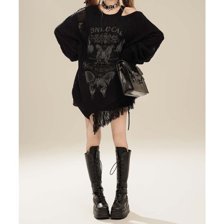 【HOOK】for girls アシンメトリーバタフライフリンジカットソー | HOOK | 詳細画像34 