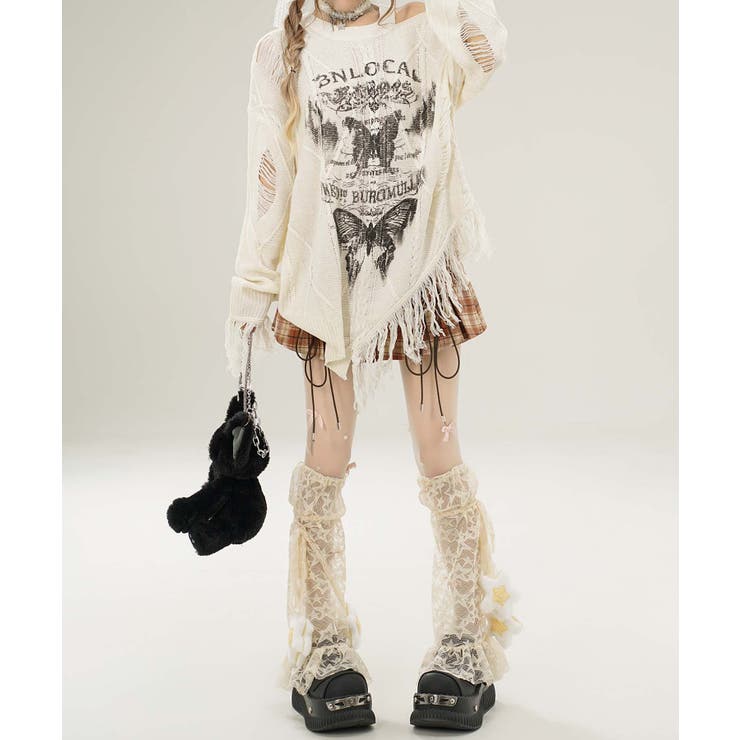 【HOOK】for girls アシンメトリーバタフライフリンジカットソー | HOOK | 詳細画像38 