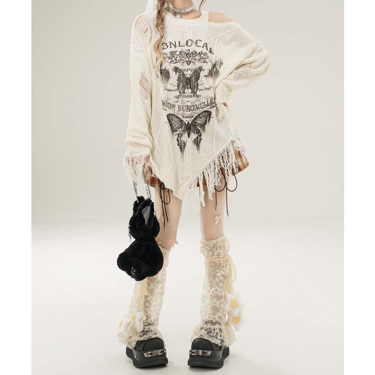 【HOOK】for girls アシンメトリーバタフライフリンジカットソー | HOOK | 詳細画像39 