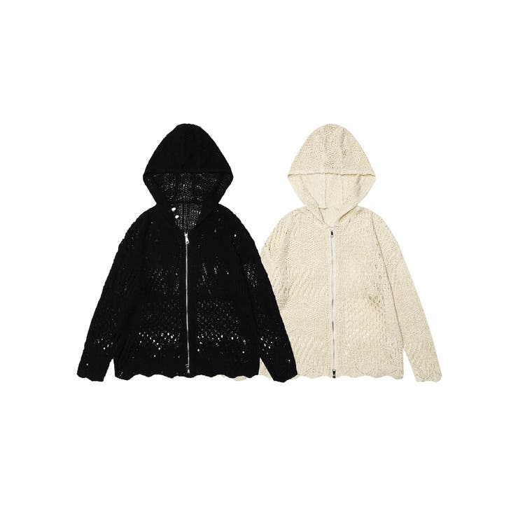 新品【Reneルネ】ウォッシャブル透かし編みダブルジップパーカー36 新品【Reneルネ】ウォッシャブル透かし編みダブルジップパーカー36