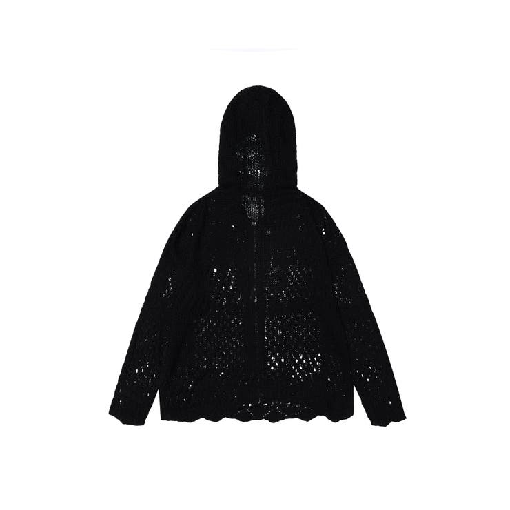 【HOOK】for girls 無地透かし編みニットジップパーカー | aimoha  | 詳細画像7 