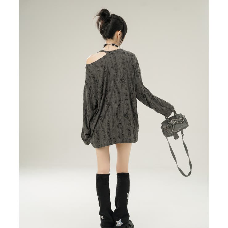 【HOOK】for girls バタフライパッチアシンメトリー透かしニットソー【… | HOOK | 詳細画像5 