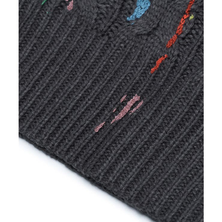 for girls ペイントプリントケーブル編みダメージニット | HOOK | 詳細画像12 