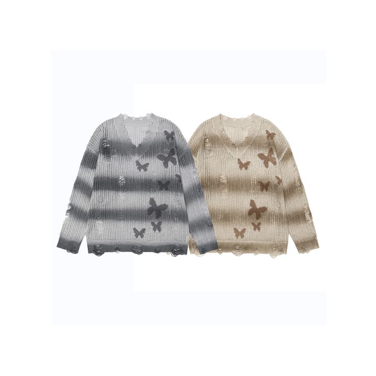 for girls ぼかしボーダー柄透かし編みニット | HOOK | 詳細画像8 