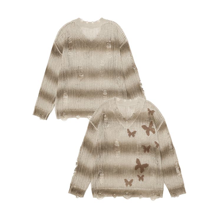 for girls ぼかしボーダー柄透かし編みニット | HOOK | 詳細画像9 