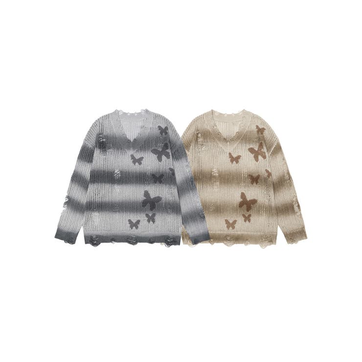 for girls ぼかしボーダー柄透かし編みニット | HOOK | 詳細画像21 